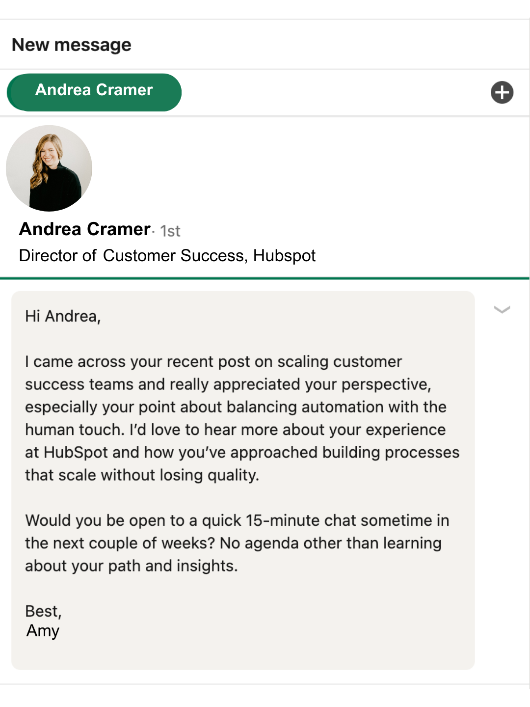 Example LinkedIn outreach.
