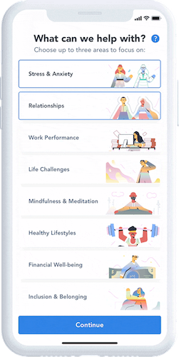 App screenshot of assessments