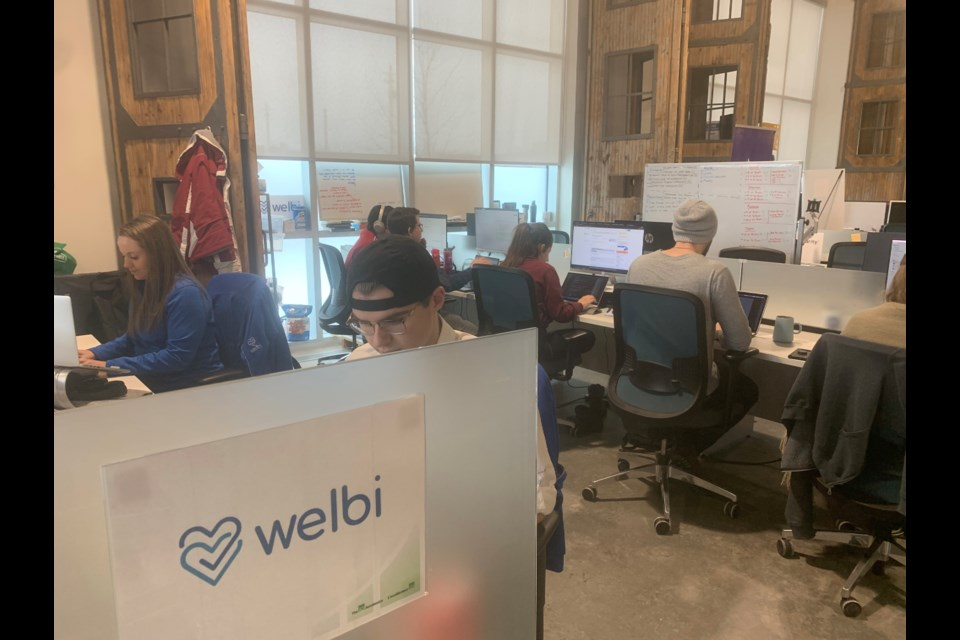 Office layout with team at work